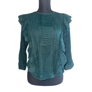 Free People Womens Small Boho Shirt Green